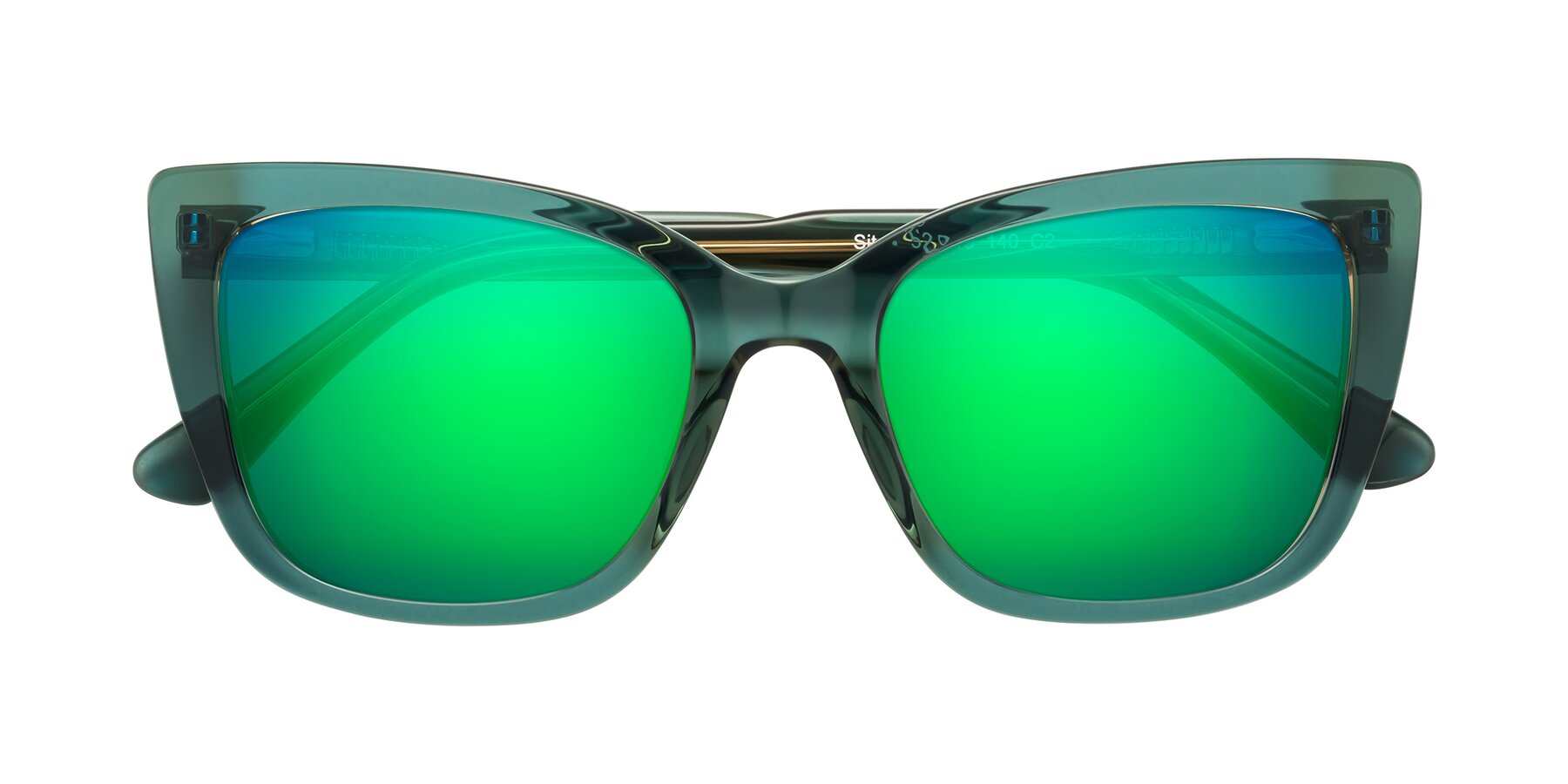 Folded Front of Sites in Transparent Green with Green Mirrored Lenses