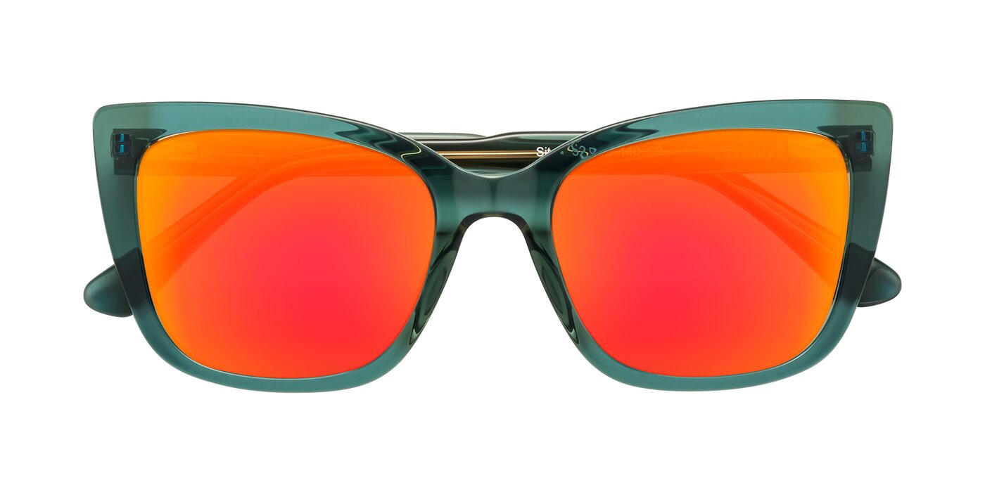 Sites - Transparent Green Flash Mirrored Sunglasses