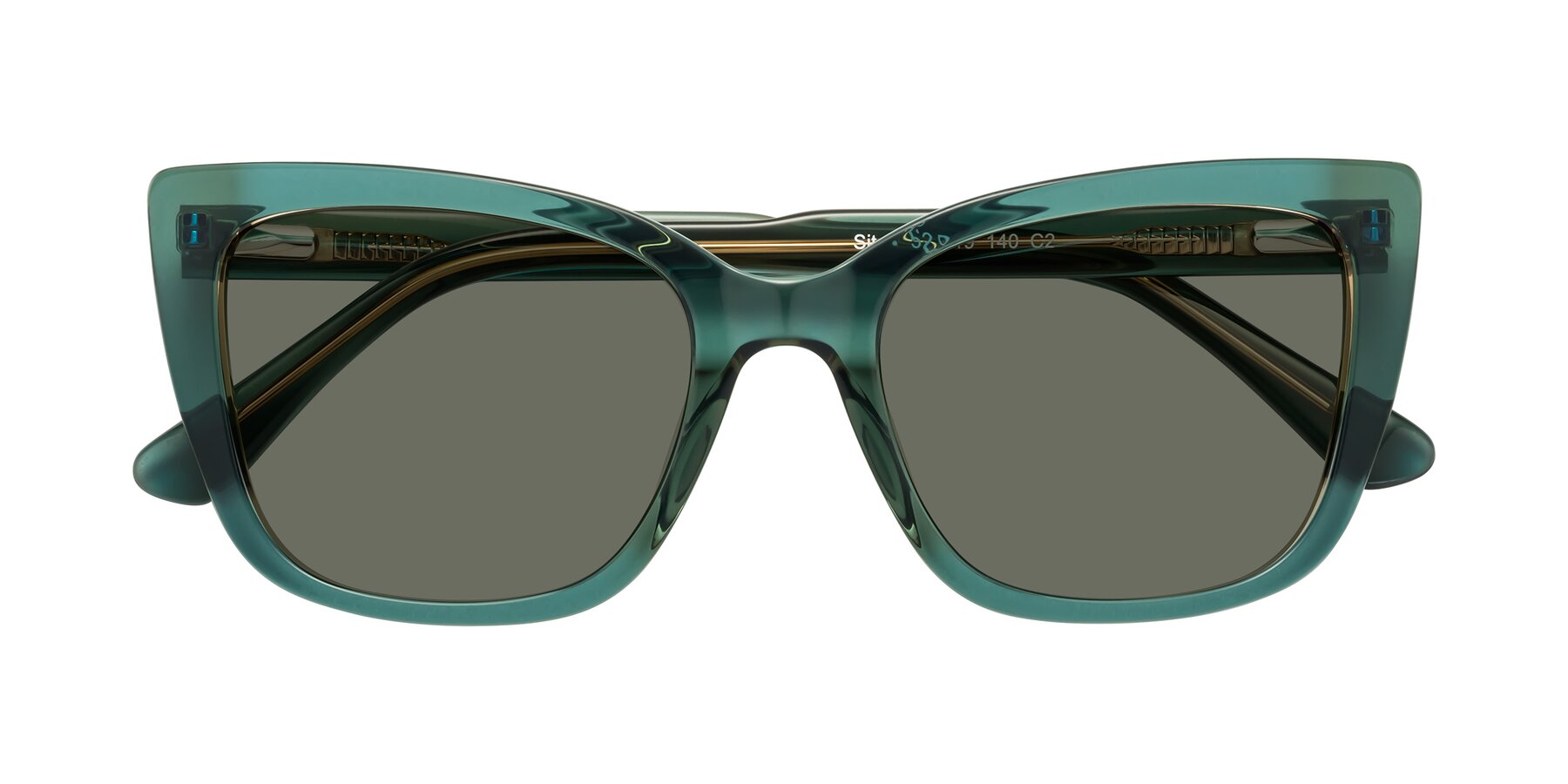 Folded Front of Sites in Transparent Green with Gray Polarized Lenses
