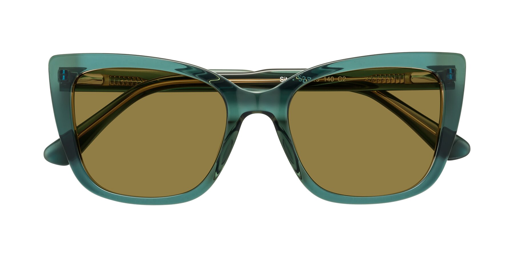 Folded Front of Sites in Transparent Green with Brown Polarized Lenses