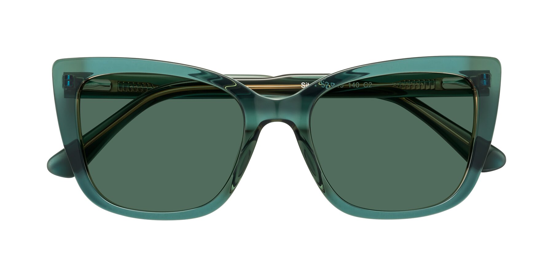 Folded Front of Sites in Transparent Green with Green Polarized Lenses