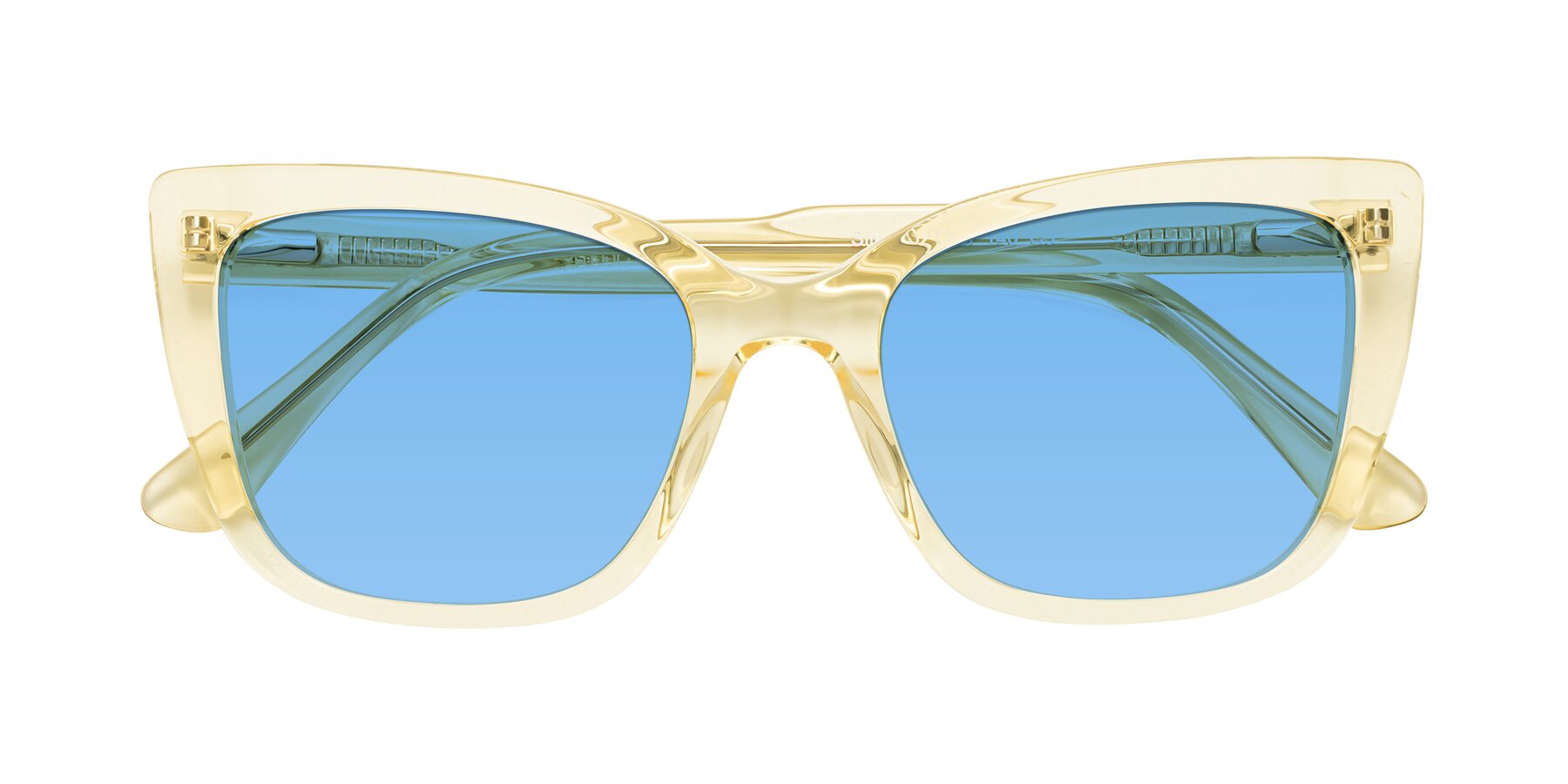 Folded Front of Sites in Transparent Yellow with Medium Blue Tinted Lenses