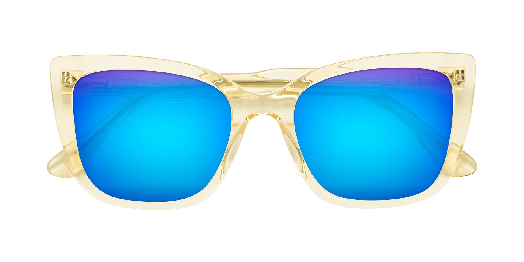 Folded Front of Sites in Transparent Yellow with Blue Mirrored Lenses