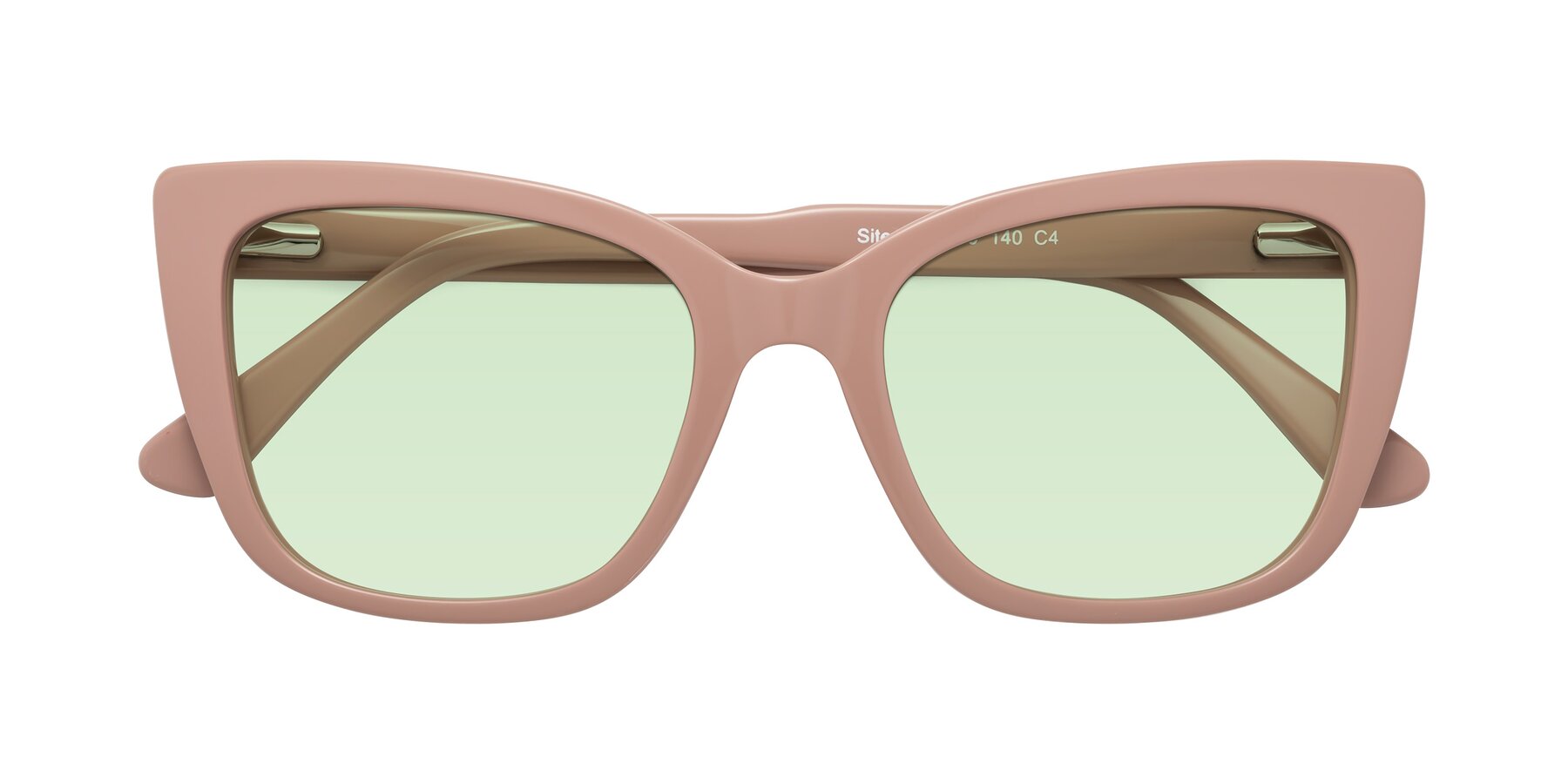 Folded Front of Sites in Dusty Mauve with Light Green Tinted Lenses