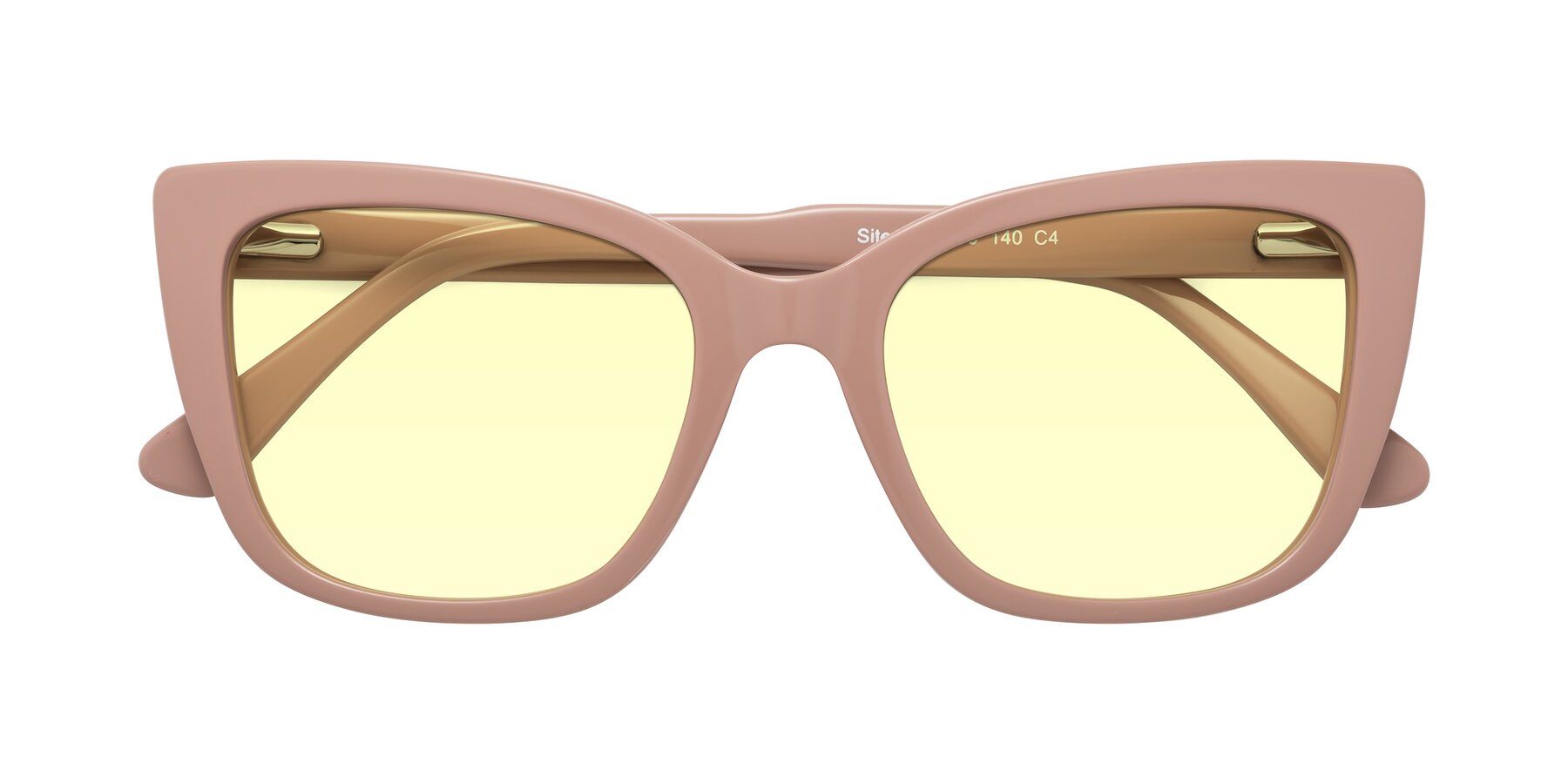 Folded Front of Sites in Dusty Mauve with Light Yellow Tinted Lenses