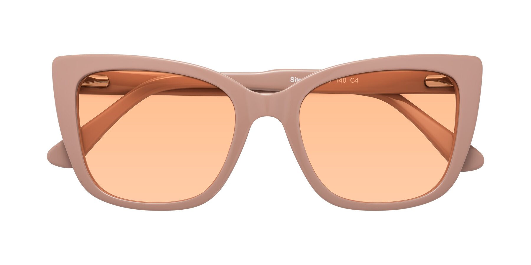 Folded Front of Sites in Dusty Mauve with Light Orange Tinted Lenses