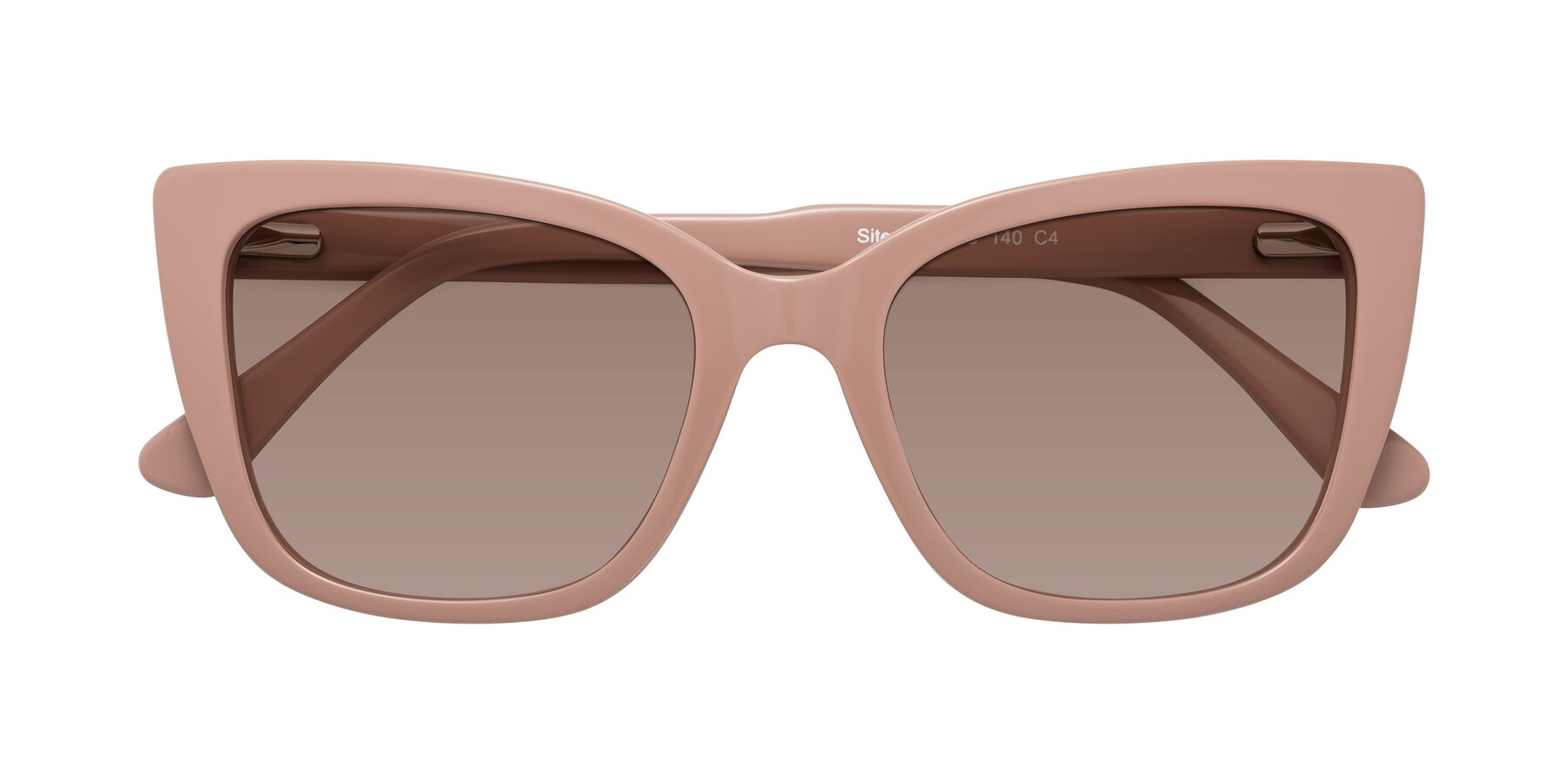 Folded Front of Sites in Dusty Mauve with Medium Brown Tinted Lenses