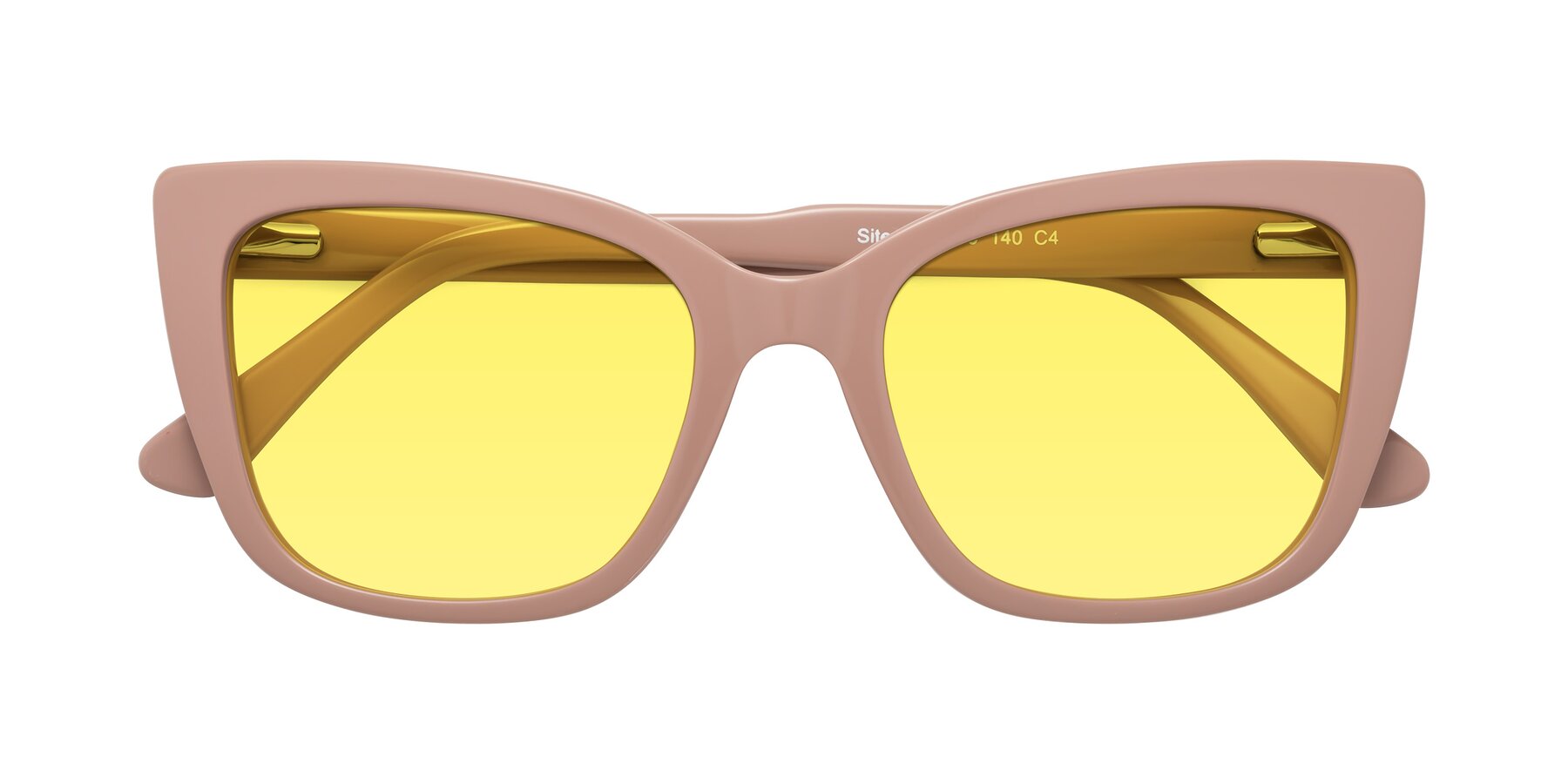 Folded Front of Sites in Dusty Mauve with Medium Yellow Tinted Lenses