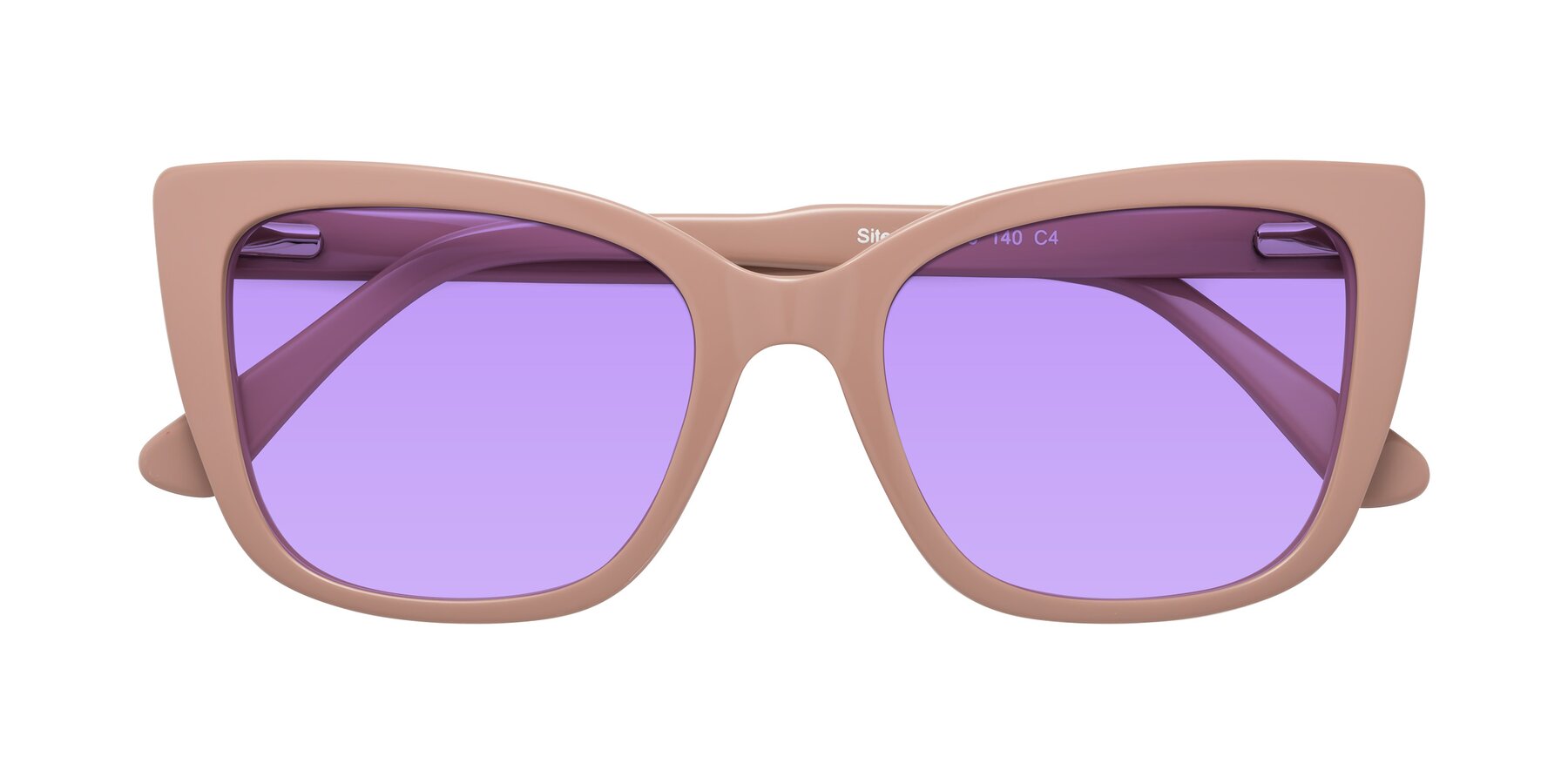 Folded Front of Sites in Dusty Mauve with Medium Purple Tinted Lenses