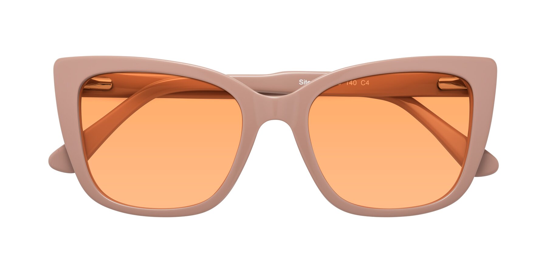 Folded Front of Sites in Dusty Mauve with Medium Orange Tinted Lenses