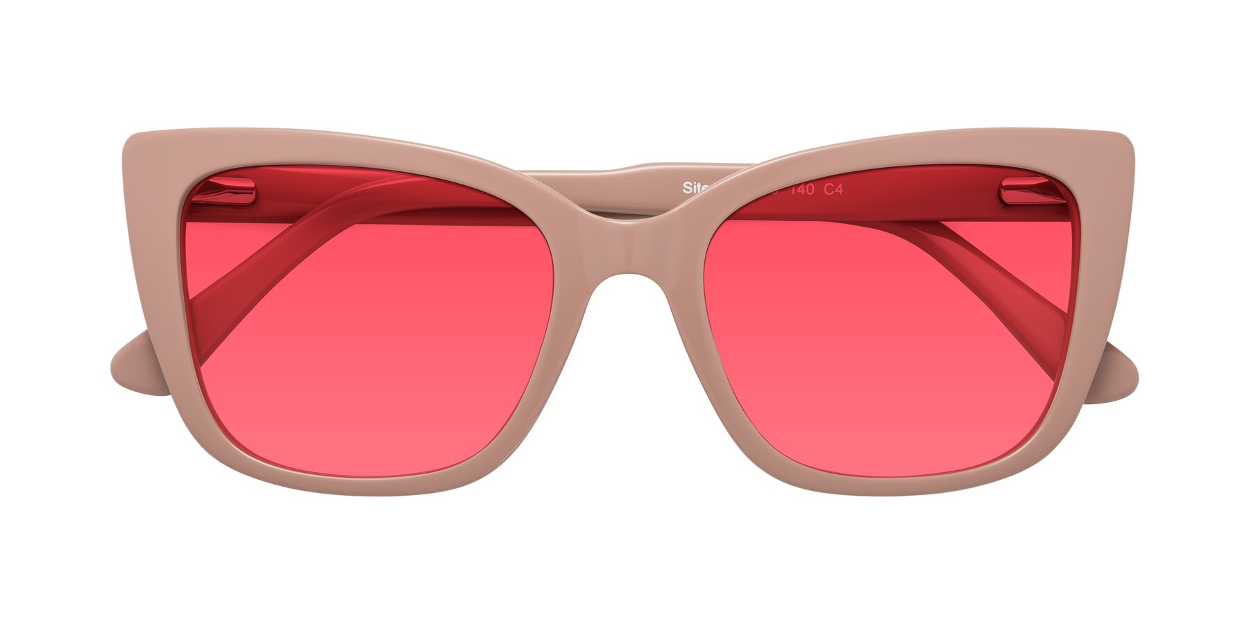 Folded Front of Sites in Dusty Mauve with Red Tinted Lenses