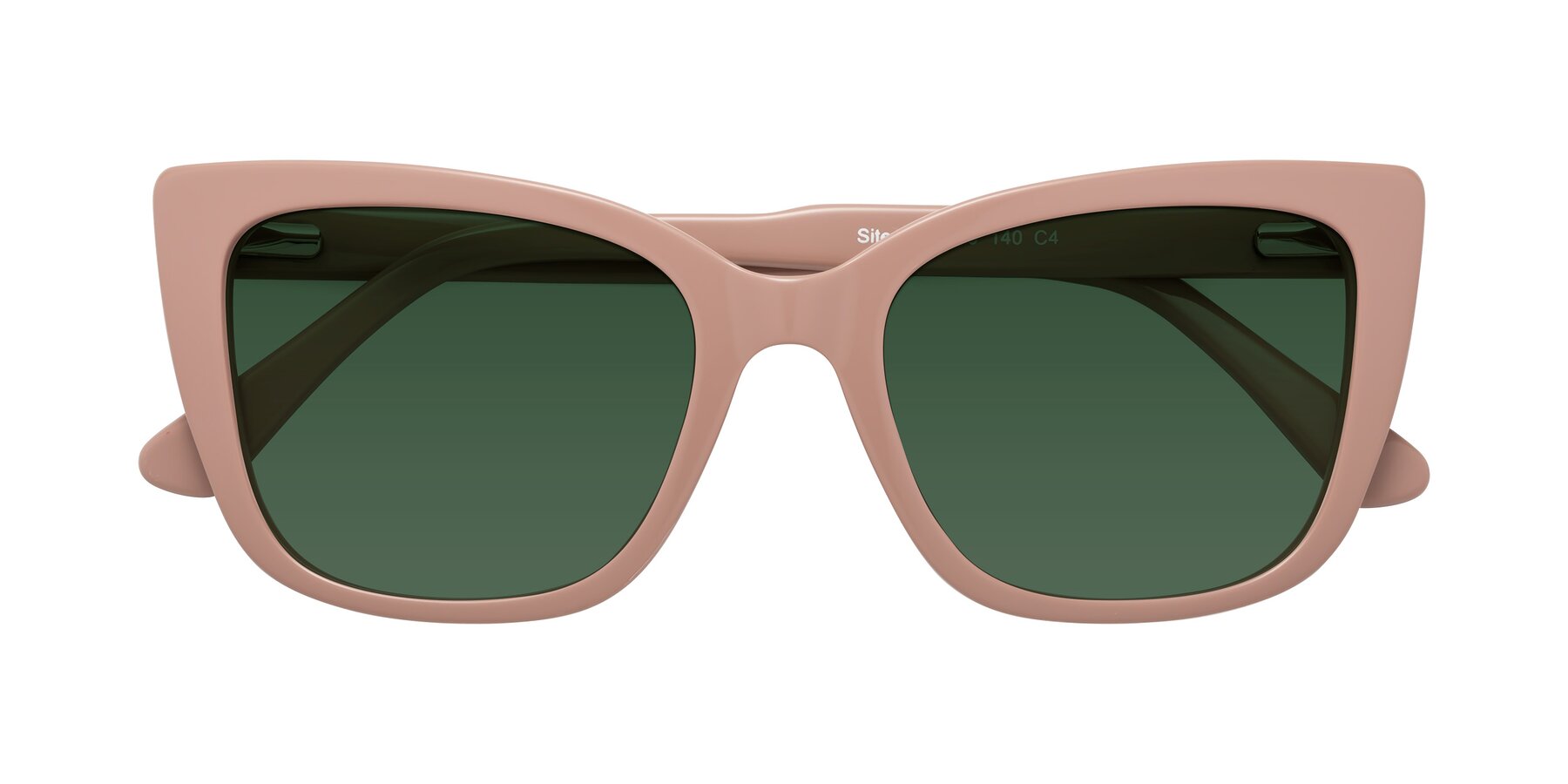 Folded Front of Sites in Dusty Mauve with Green Tinted Lenses