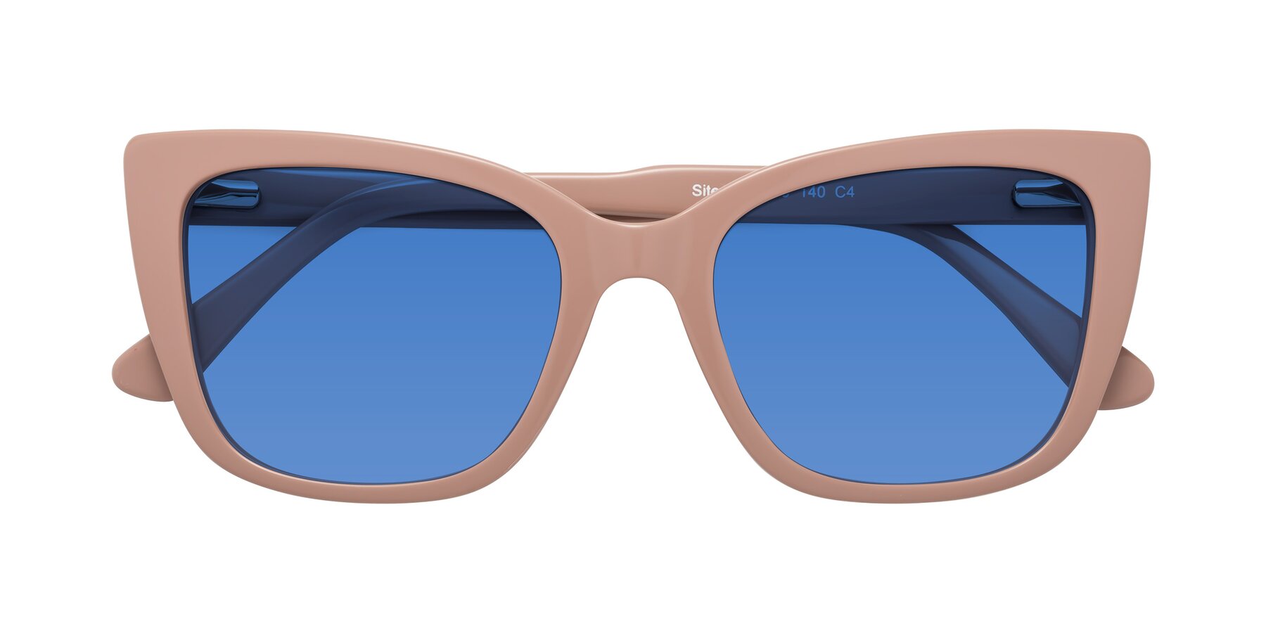 Folded Front of Sites in Dusty Mauve with Blue Tinted Lenses