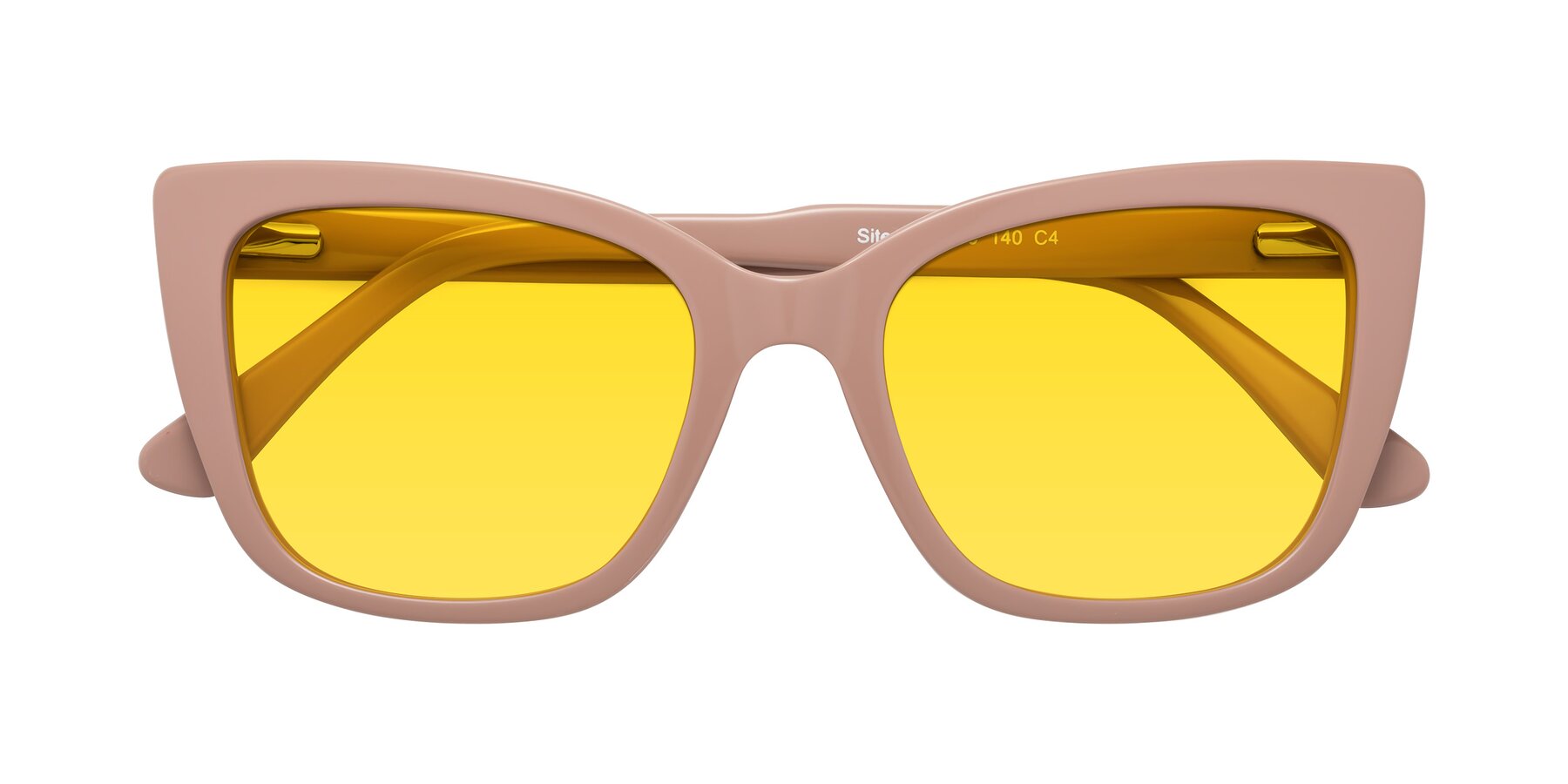 Folded Front of Sites in Dusty Mauve with Yellow Tinted Lenses