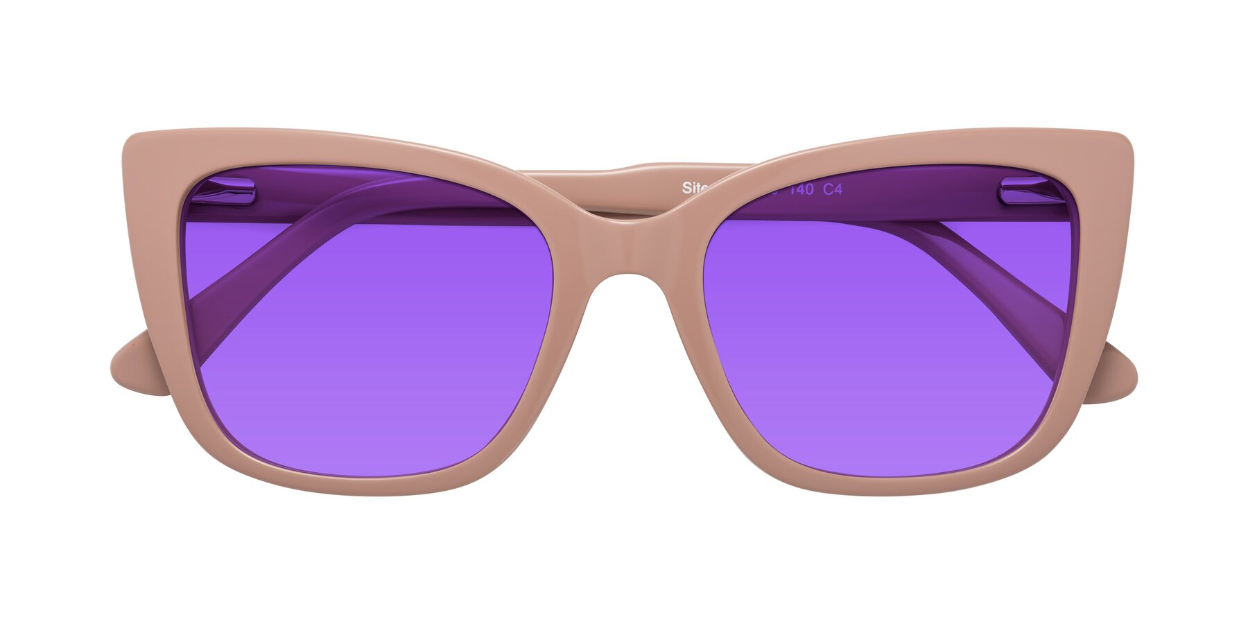 Folded Front of Sites in Dusty Mauve with Purple Tinted Lenses