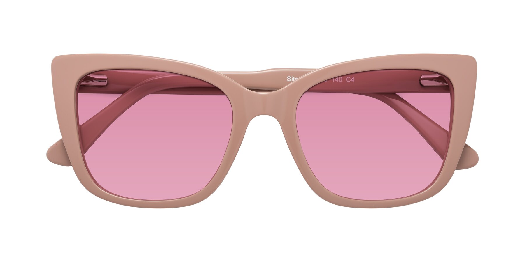 Folded Front of Sites in Dusty Mauve with Medium Wine Tinted Lenses