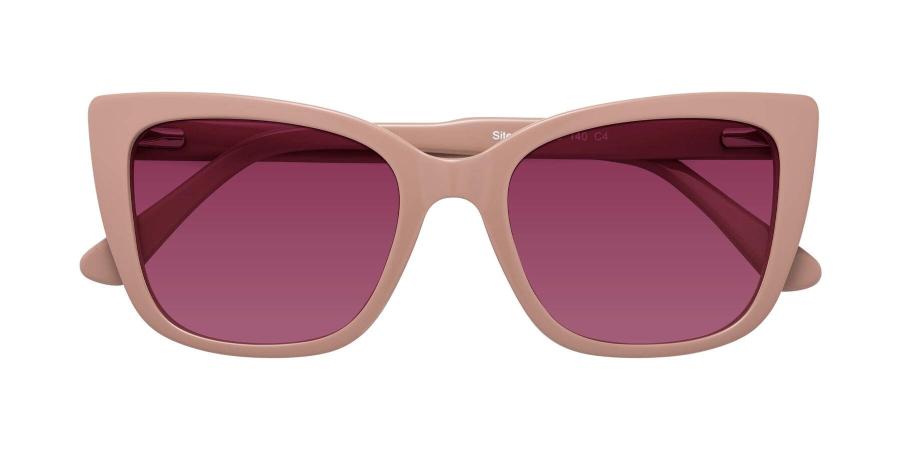 Folded Front of Sites in Dusty Mauve with Wine Tinted Lenses