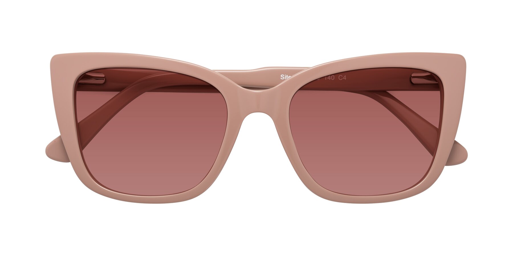 Folded Front of Sites in Dusty Mauve with Garnet Tinted Lenses