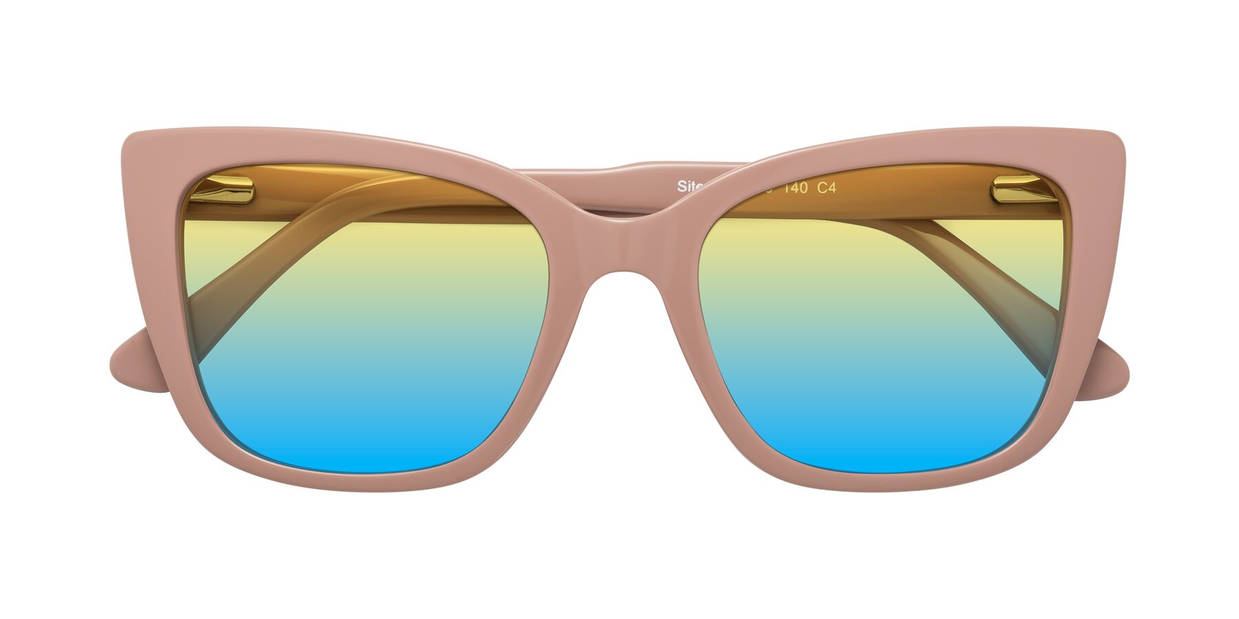 Folded Front of Sites in Dusty Mauve with Yellow / Blue Gradient Lenses