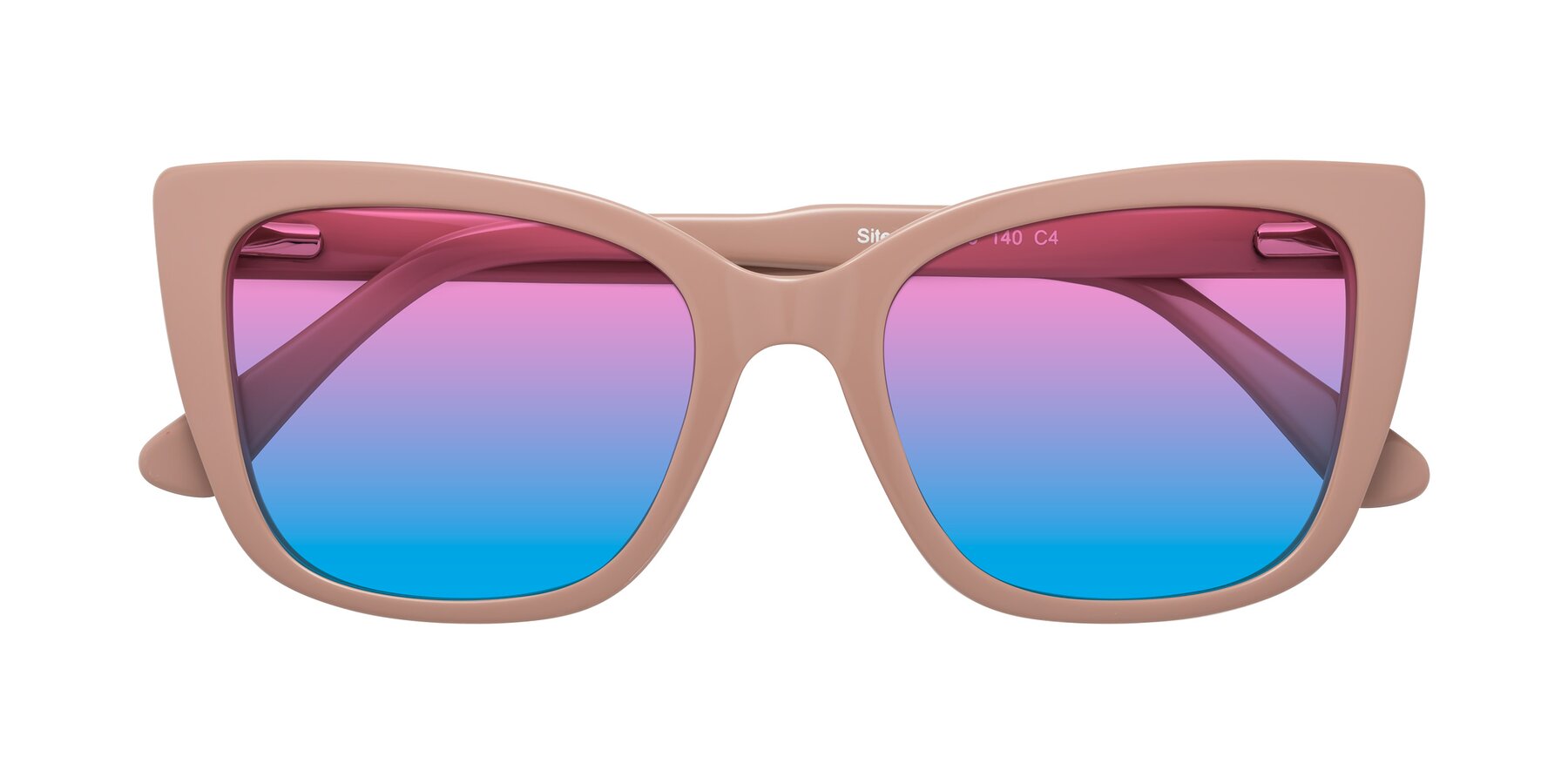 Folded Front of Sites in Dusty Mauve with Pink / Blue Gradient Lenses