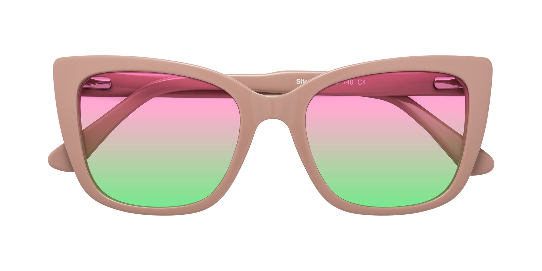 Folded Front of Sites in Dusty Mauve with Pink / Green Gradient Lenses