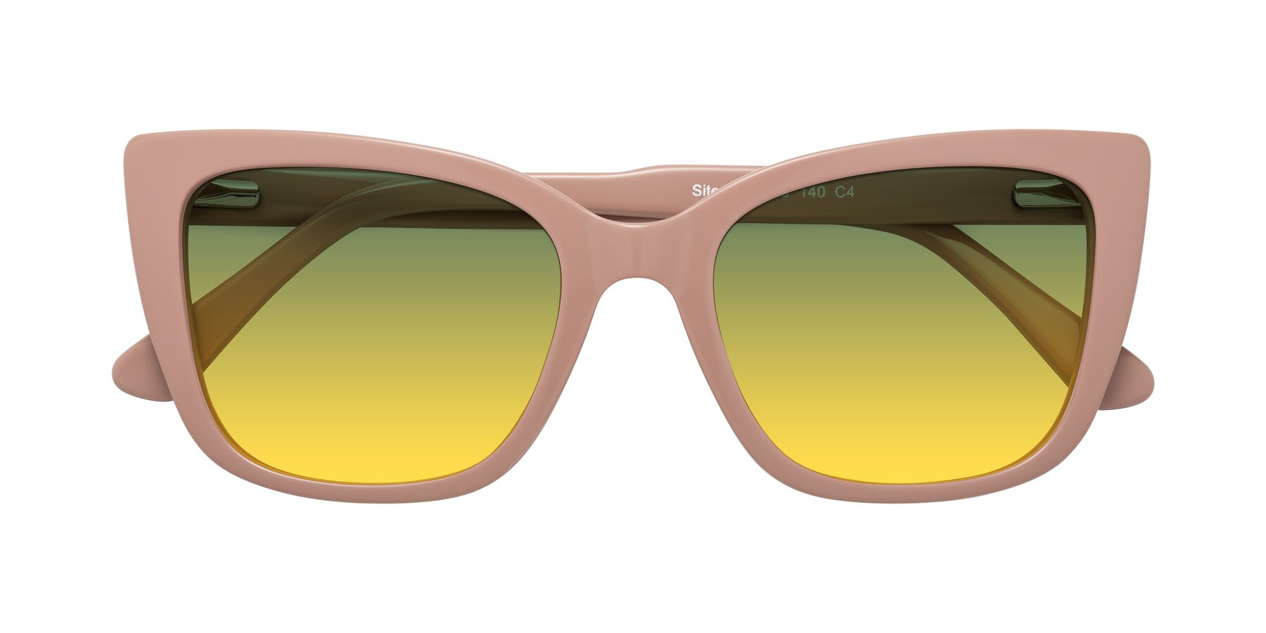Folded Front of Sites in Dusty Mauve with Green / Yellow Gradient Lenses
