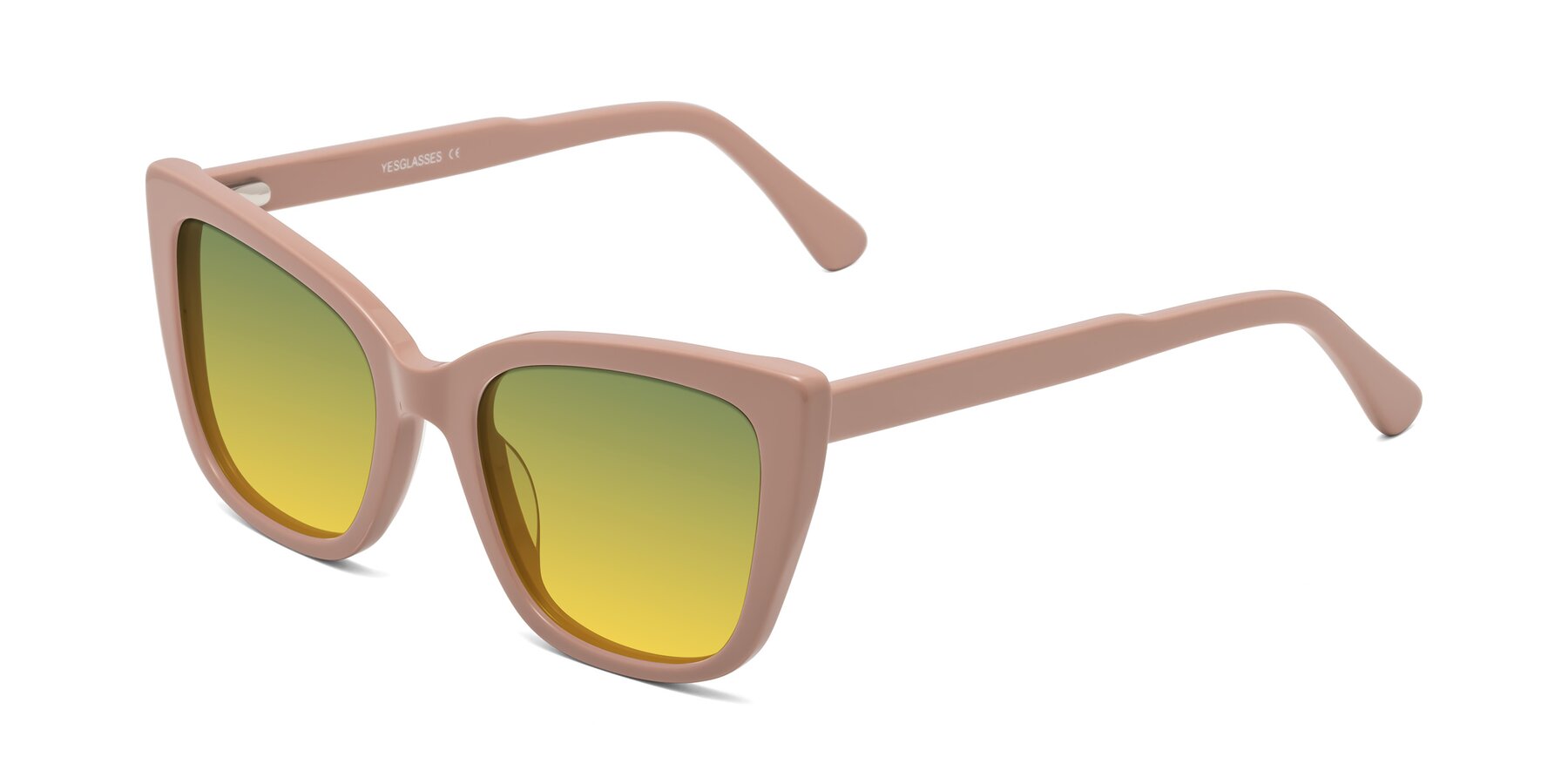 Angle of Sites in Dusty Mauve with Green / Yellow Gradient Lenses