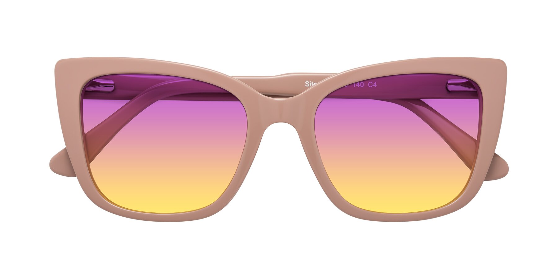 Folded Front of Sites in Dusty Mauve with Purple / Yellow Gradient Lenses