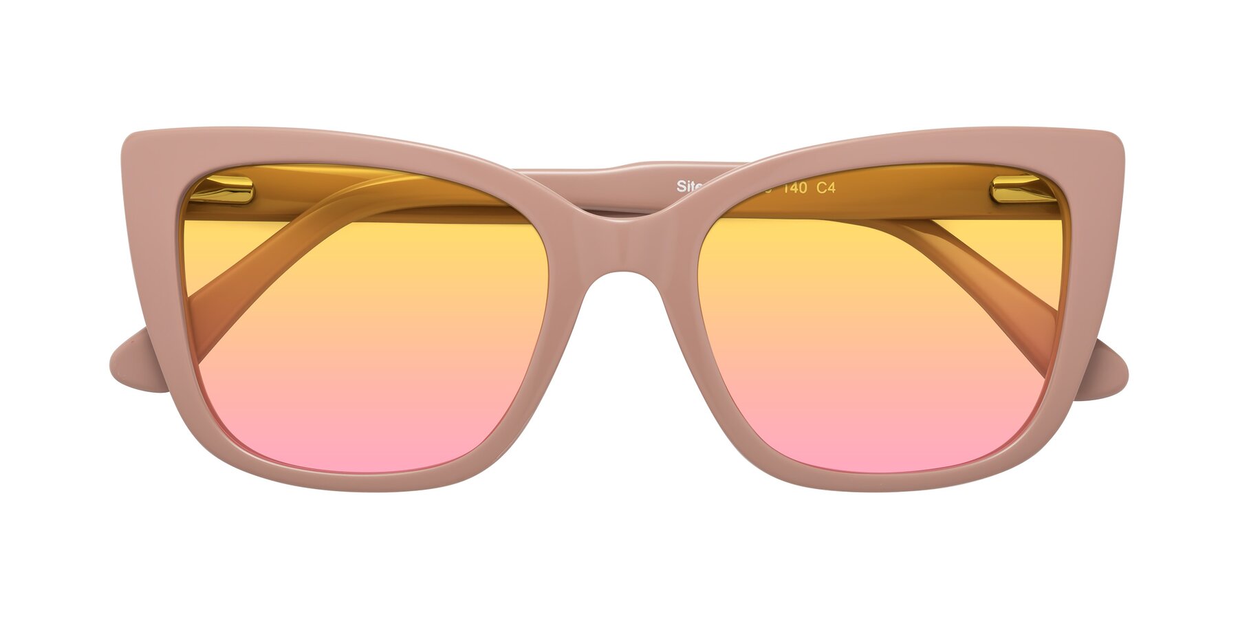 Folded Front of Sites in Dusty Mauve with Yellow / Pink Gradient Lenses