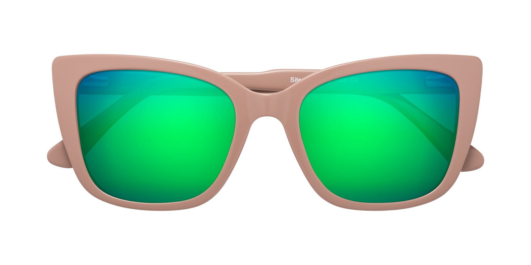 Folded Front of Sites in Dusty Mauve with Green Mirrored Lenses