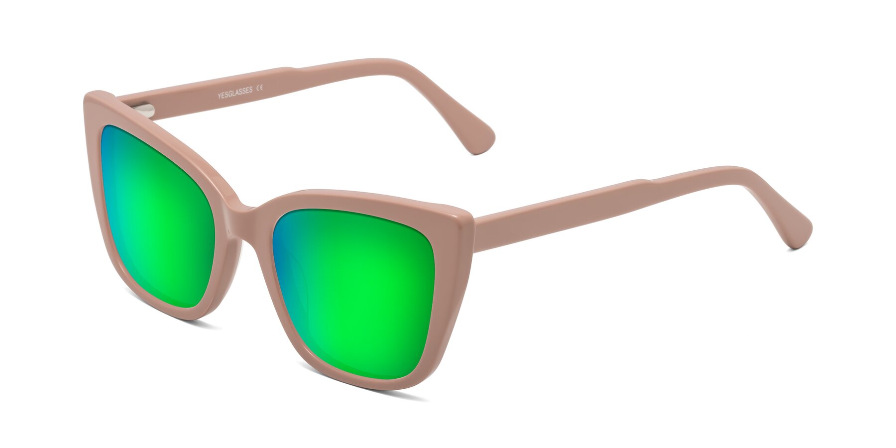 Angle of Sites in Dusty Mauve with Green Mirrored Lenses