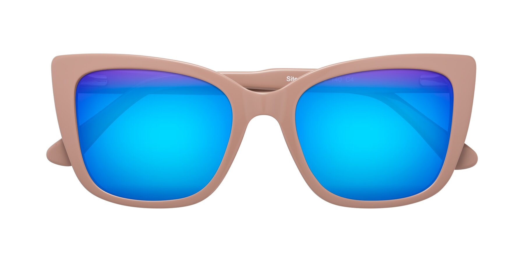 Folded Front of Sites in Dusty Mauve with Blue Mirrored Lenses