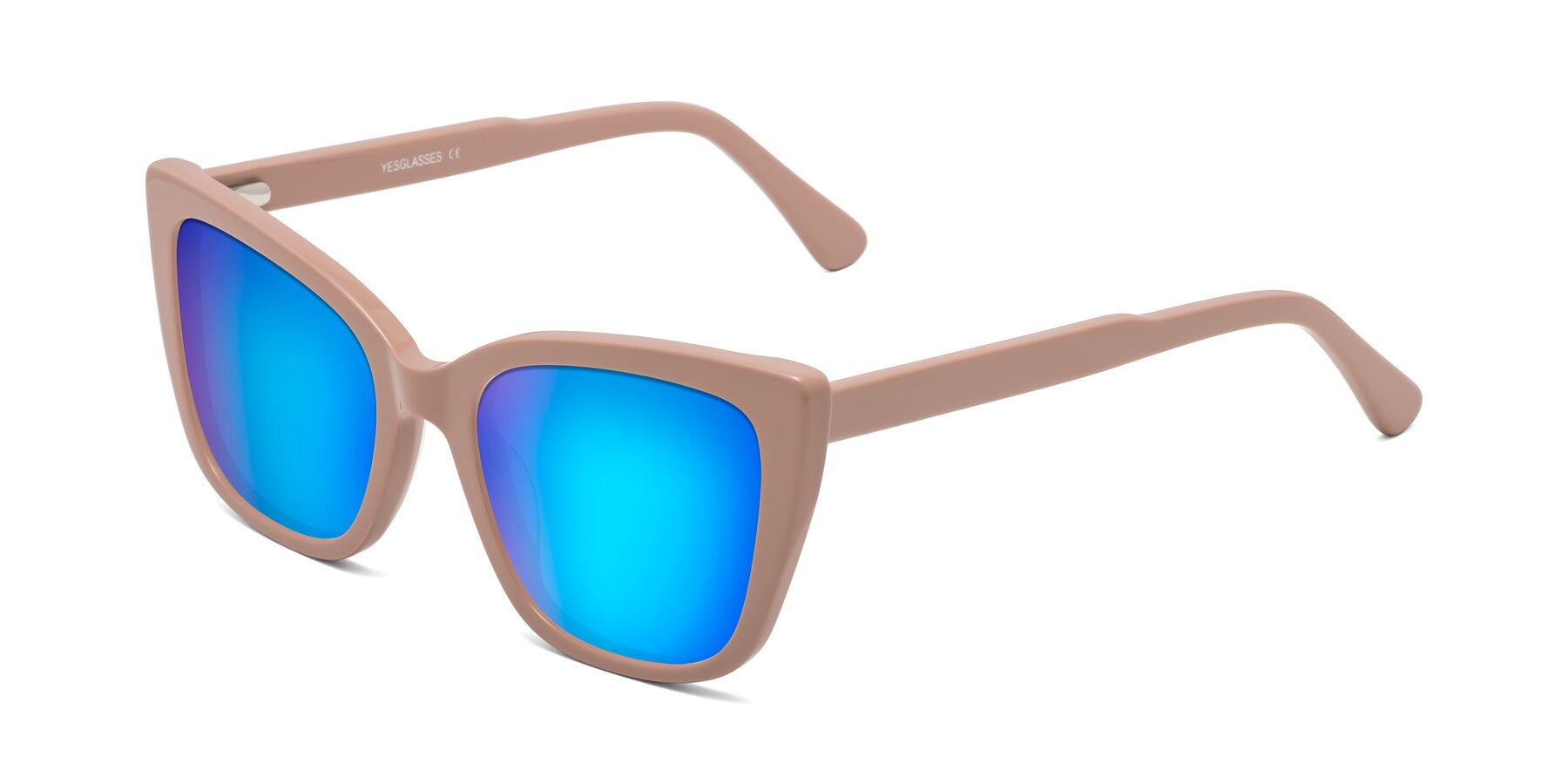 Angle of Sites in Dusty Mauve with Blue Mirrored Lenses