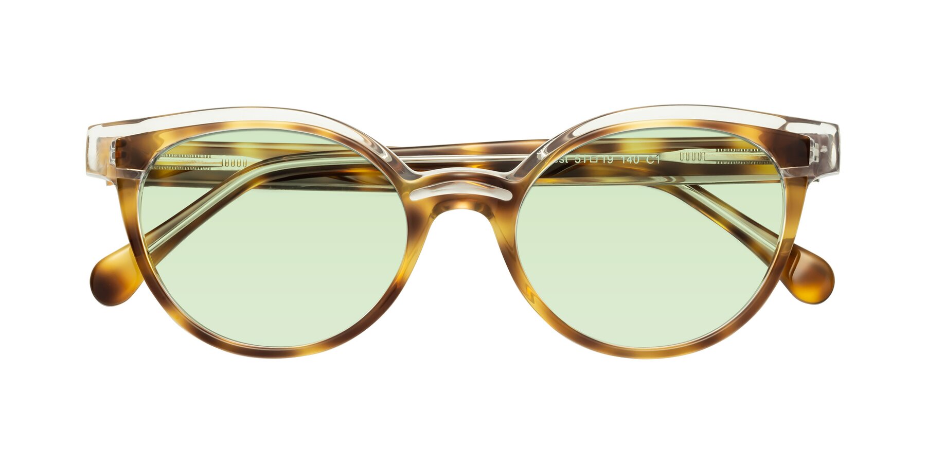 Folded Front of Forest in Brown Tortoise with Light Green Tinted Lenses