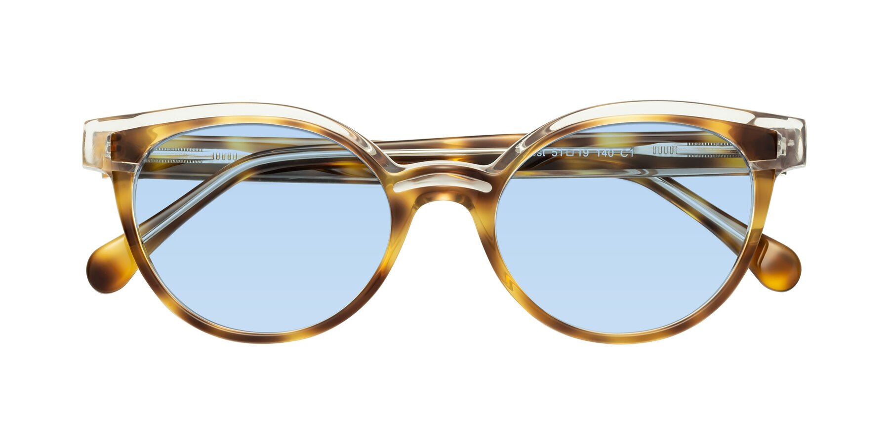 Folded Front of Forest in Brown Tortoise with Light Blue Tinted Lenses
