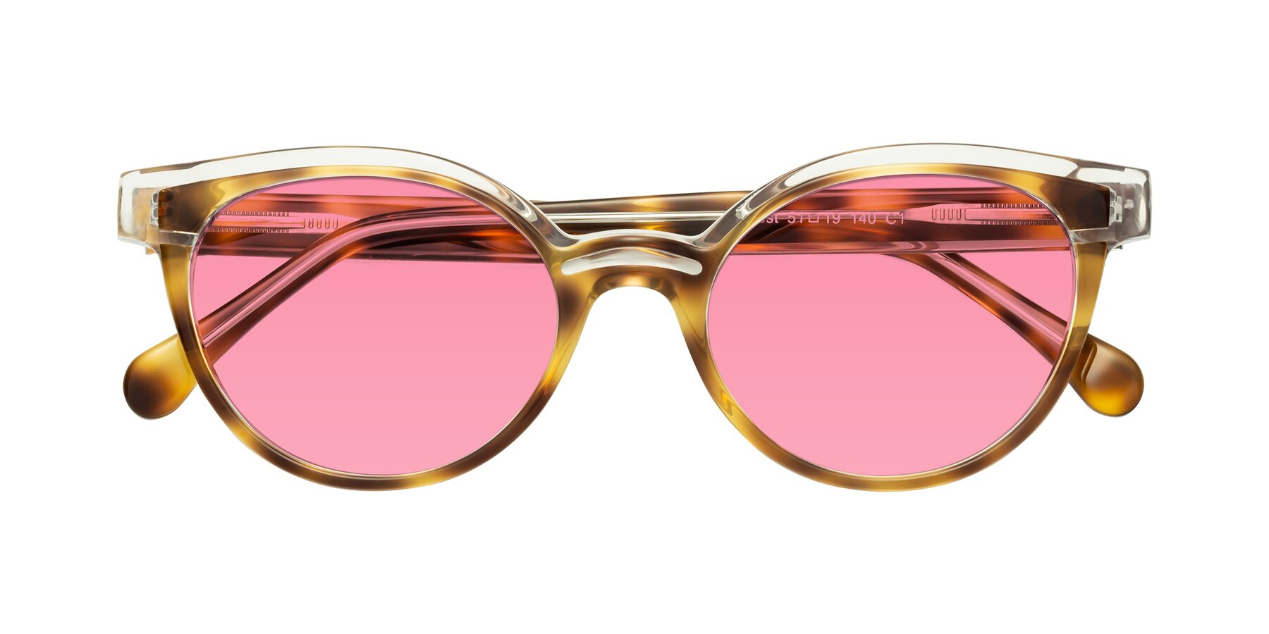 Folded Front of Forest in Brown Tortoise with Pink Tinted Lenses