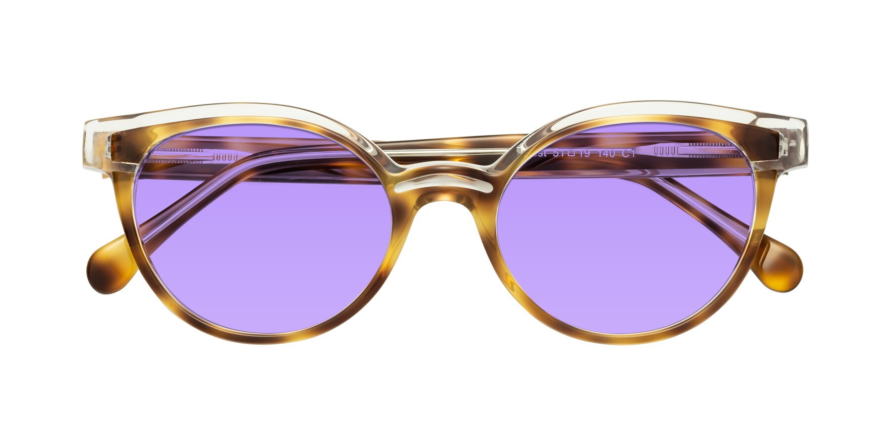 Folded Front of Forest in Brown Tortoise with Medium Purple Tinted Lenses