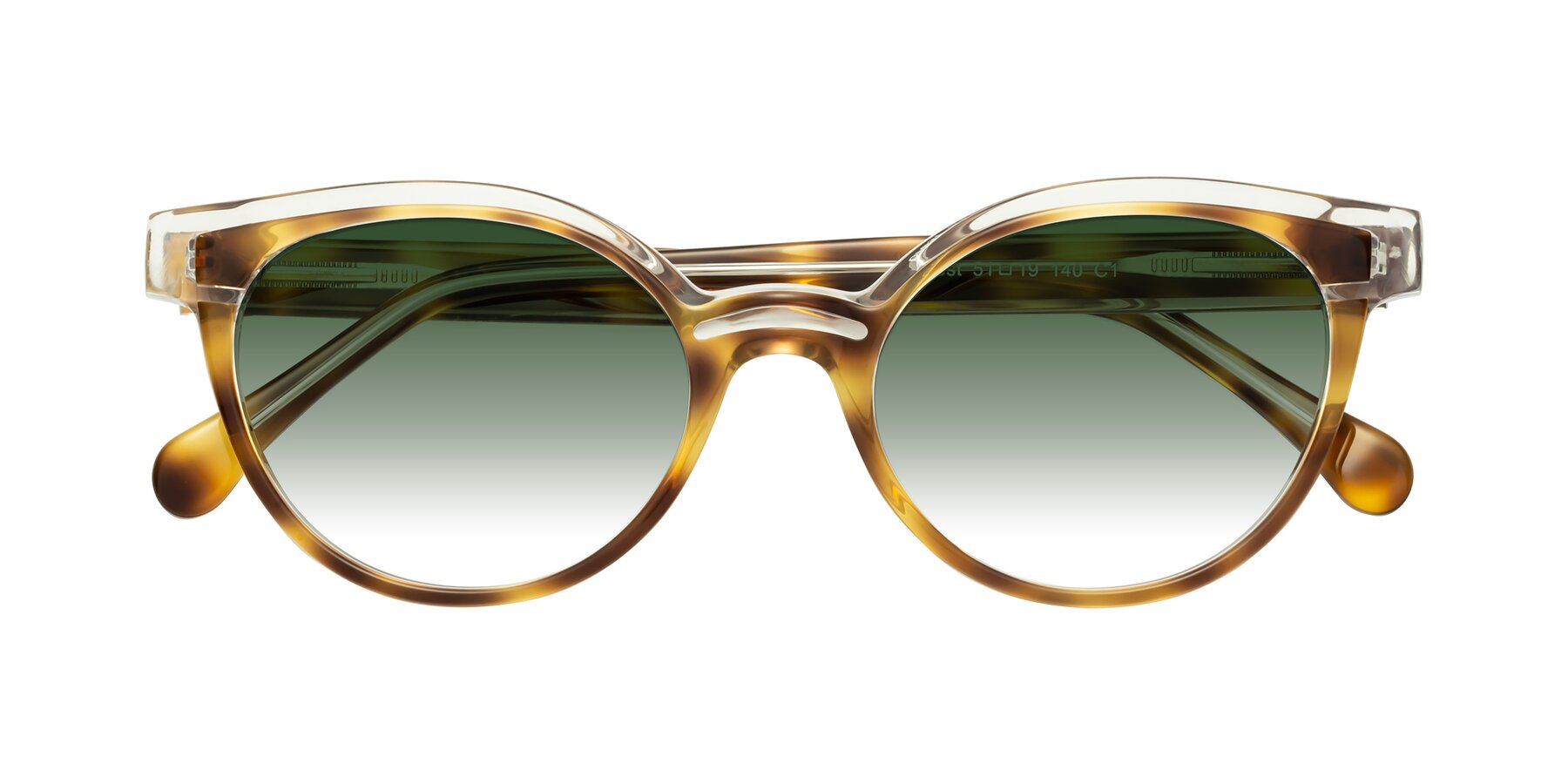 Folded Front of Forest in Brown Tortoise with Green Gradient Lenses
