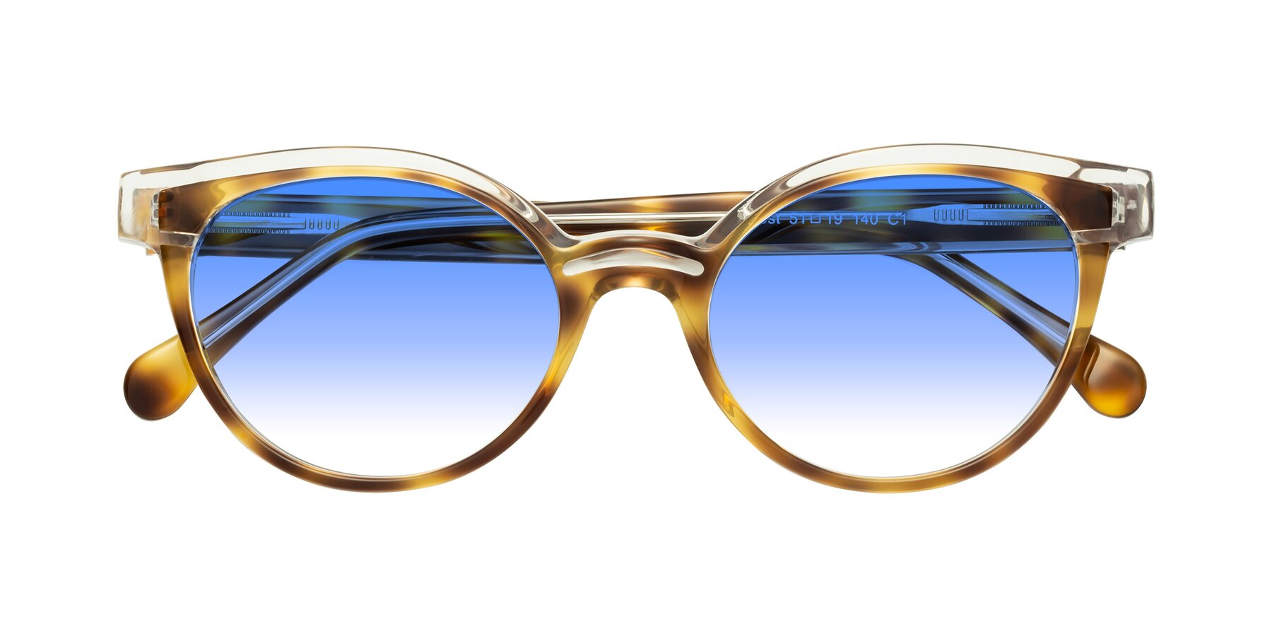 Folded Front of Forest in Brown Tortoise with Blue Gradient Lenses