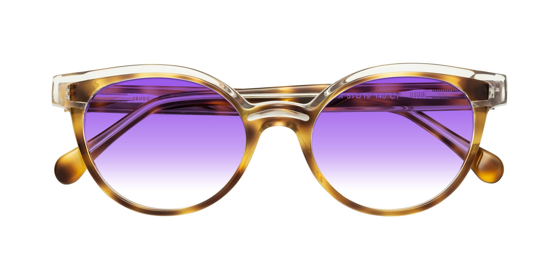 Folded Front of Forest in Brown Tortoise with Purple Gradient Lenses