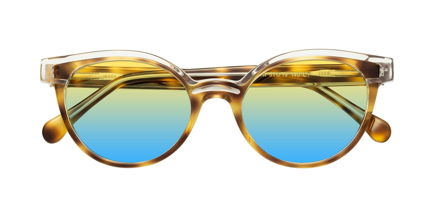 Folded Front of Forest in Brown Tortoise with Yellow / Blue Gradient Lenses