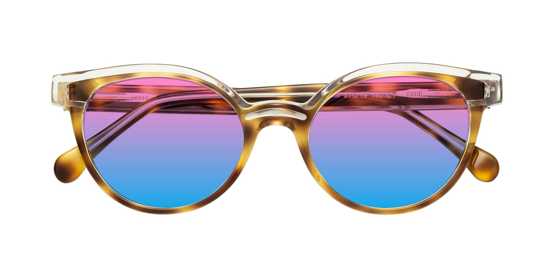 Folded Front of Forest in Brown Tortoise with Pink / Blue Gradient Lenses