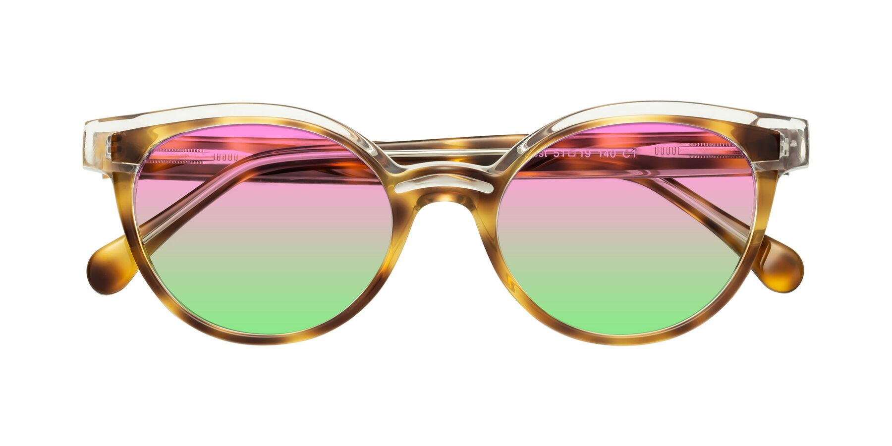 Folded Front of Forest in Brown Tortoise with Pink / Green Gradient Lenses