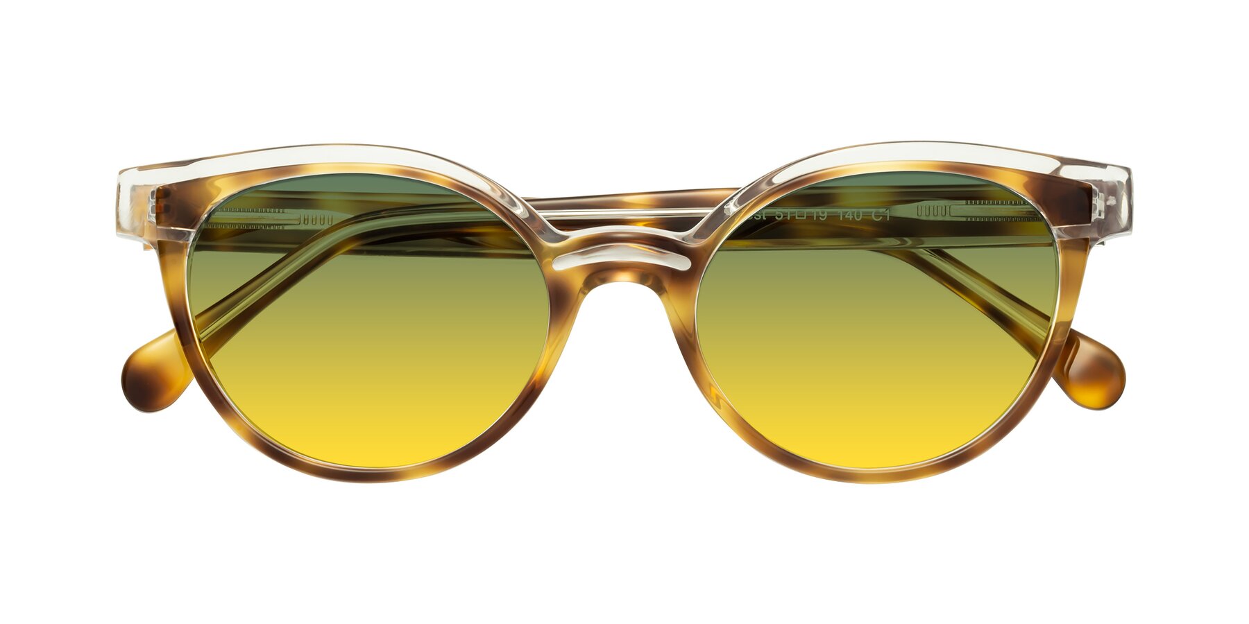 Folded Front of Forest in Brown Tortoise with Green / Yellow Gradient Lenses