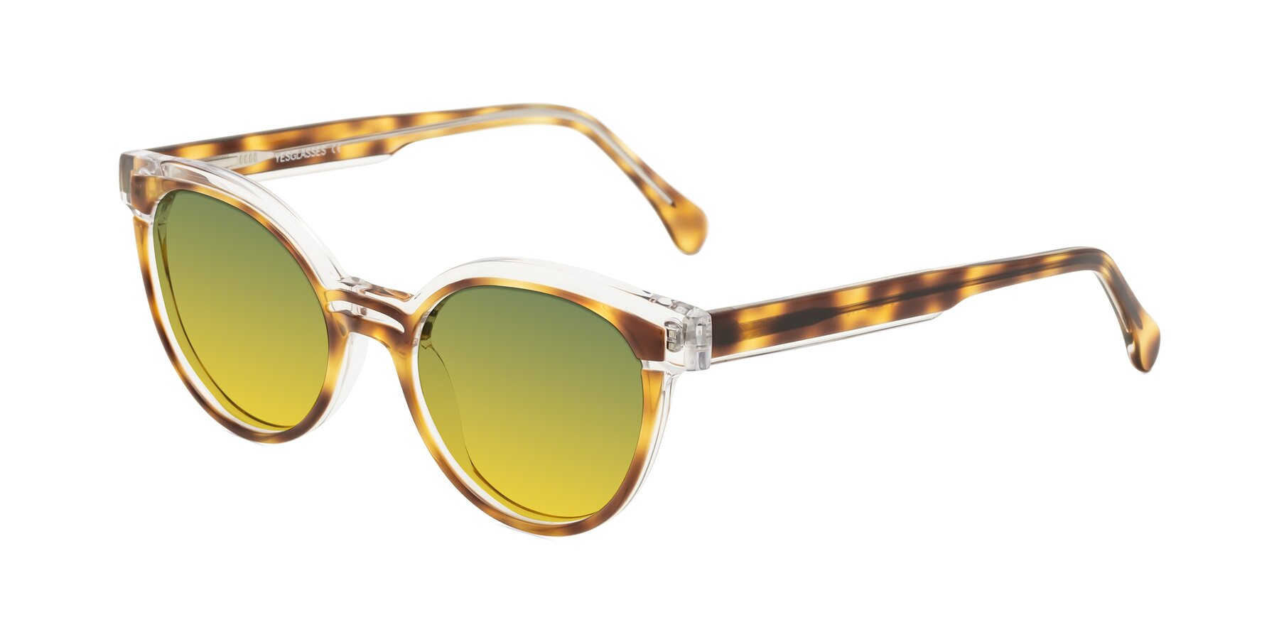 Angle of Forest in Brown Tortoise with Green / Yellow Gradient Lenses
