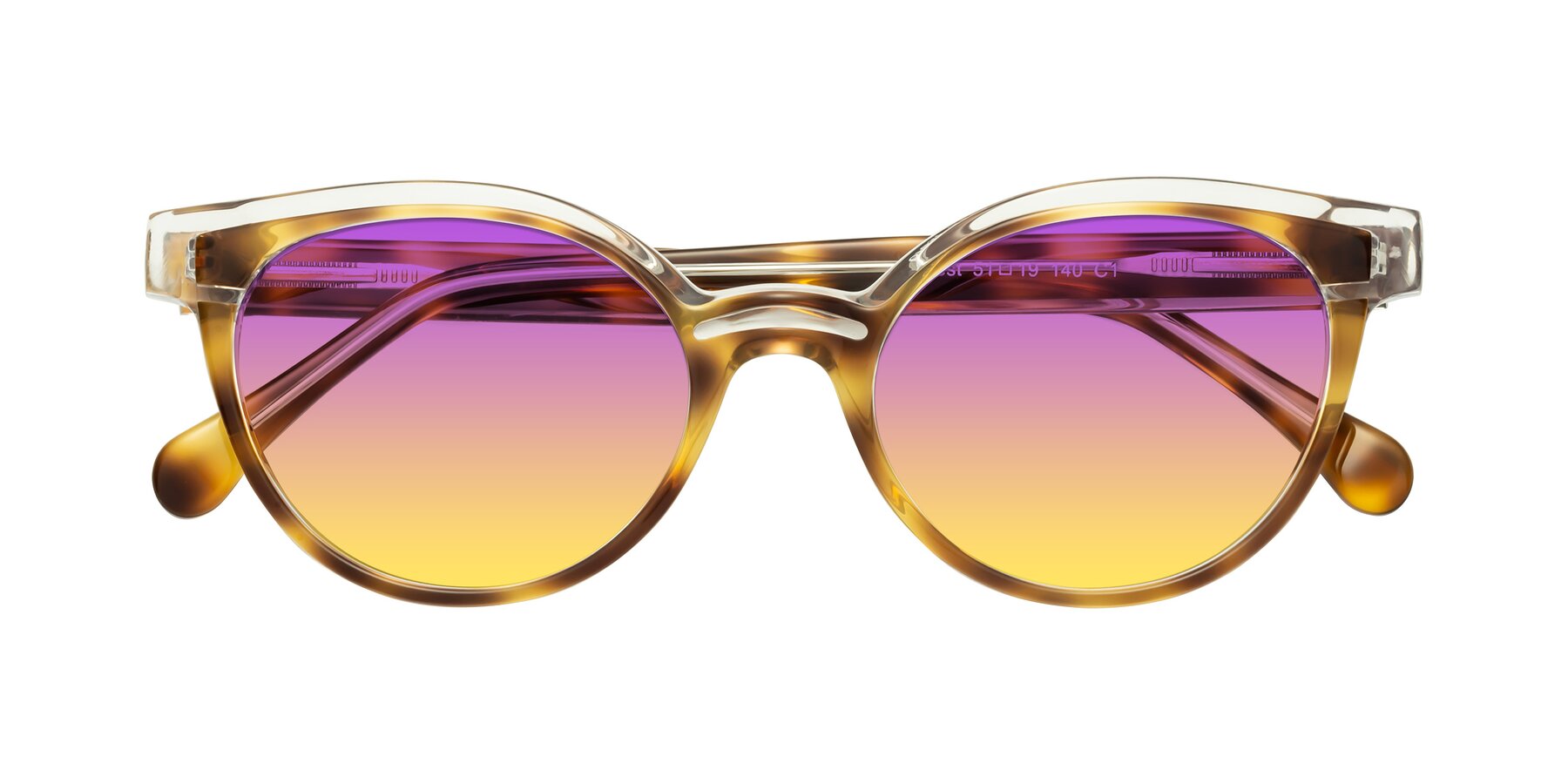 Folded Front of Forest in Brown Tortoise with Purple / Yellow Gradient Lenses
