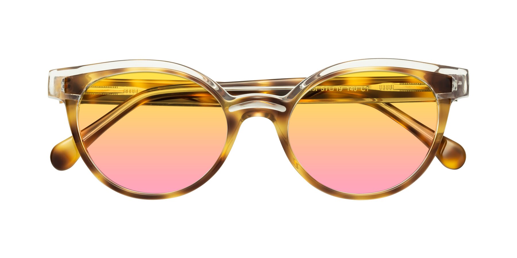 Folded Front of Forest in Brown Tortoise with Yellow / Pink Gradient Lenses