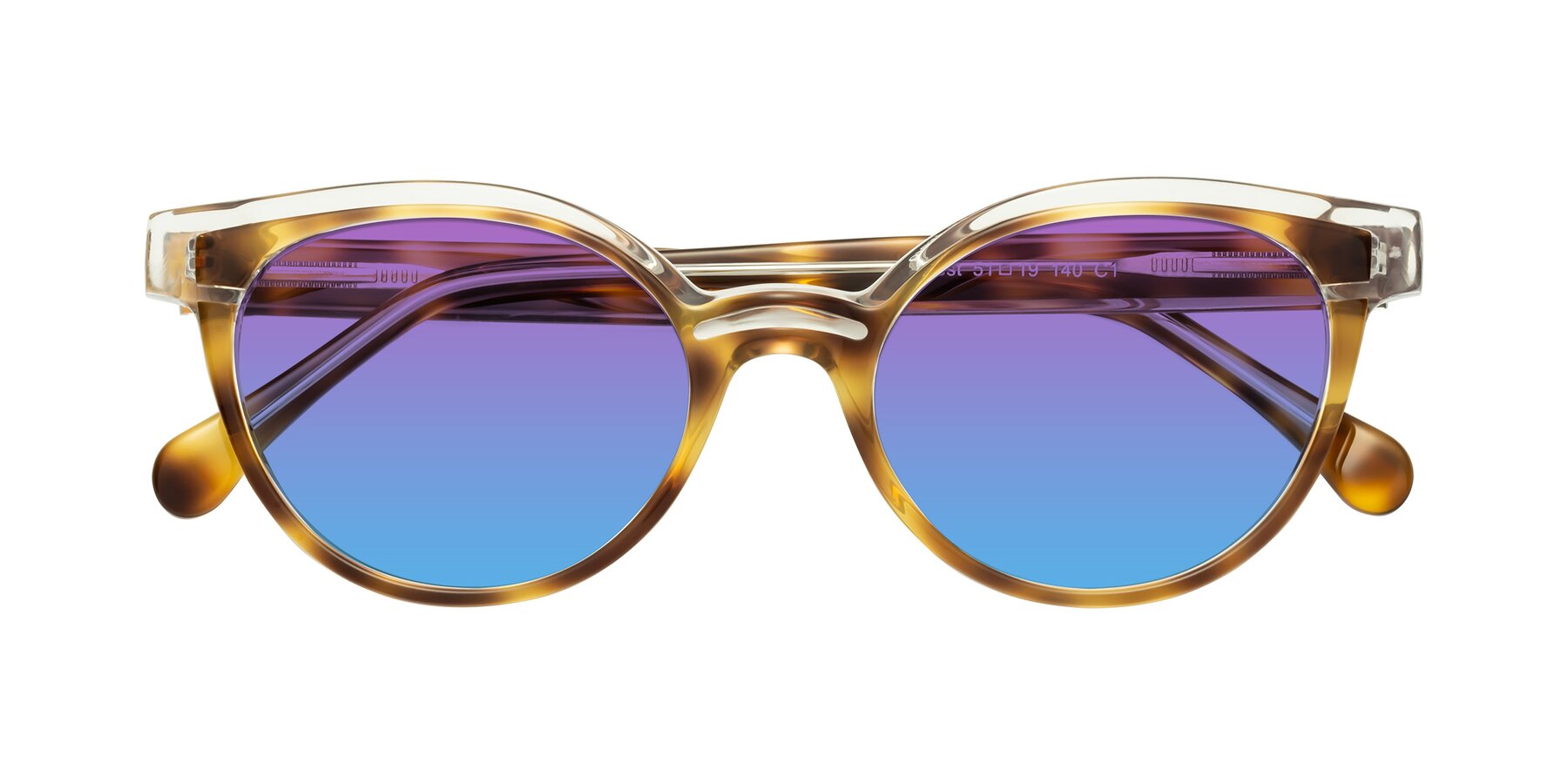 Folded Front of Forest in Brown Tortoise with Purple / Blue Gradient Lenses