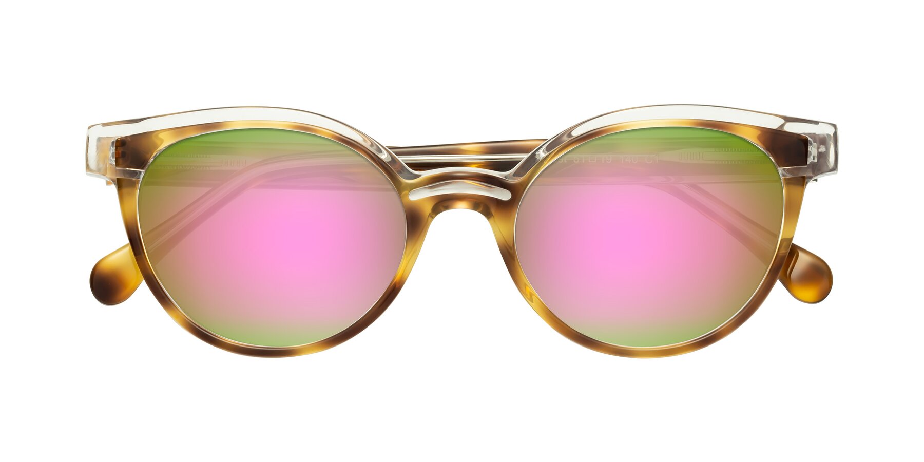 Folded Front of Forest in Brown Tortoise with Pink Mirrored Lenses