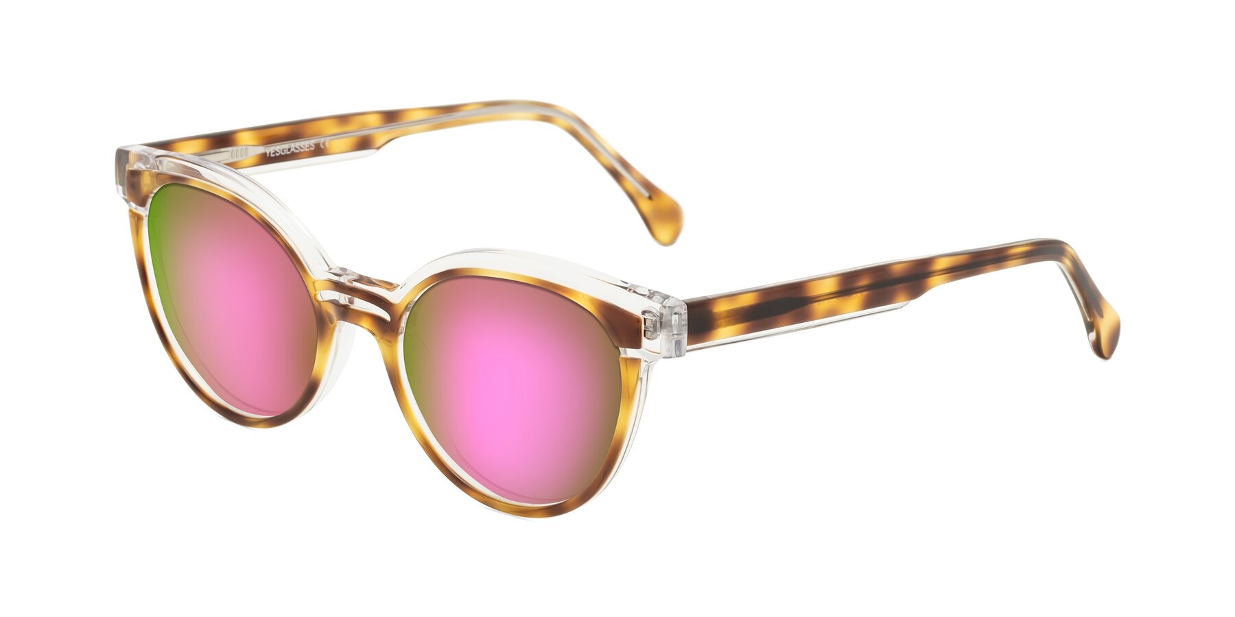 Angle of Forest in Brown Tortoise with Pink Mirrored Lenses